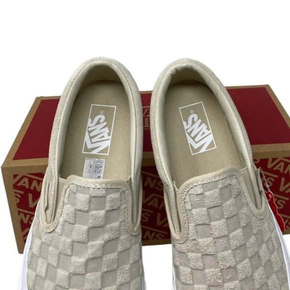 VANS Classic Slip On Embossed Check Shoes Casual Suede Oatmeal Men VN000XG8B04 - Picture 8 of 11